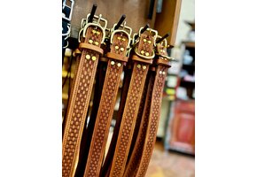 Leather 1 1/4" Basket Weave Dog Collar