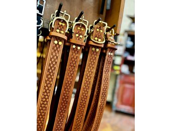 Leather 1 1/4" Basket Weave Dog Collar