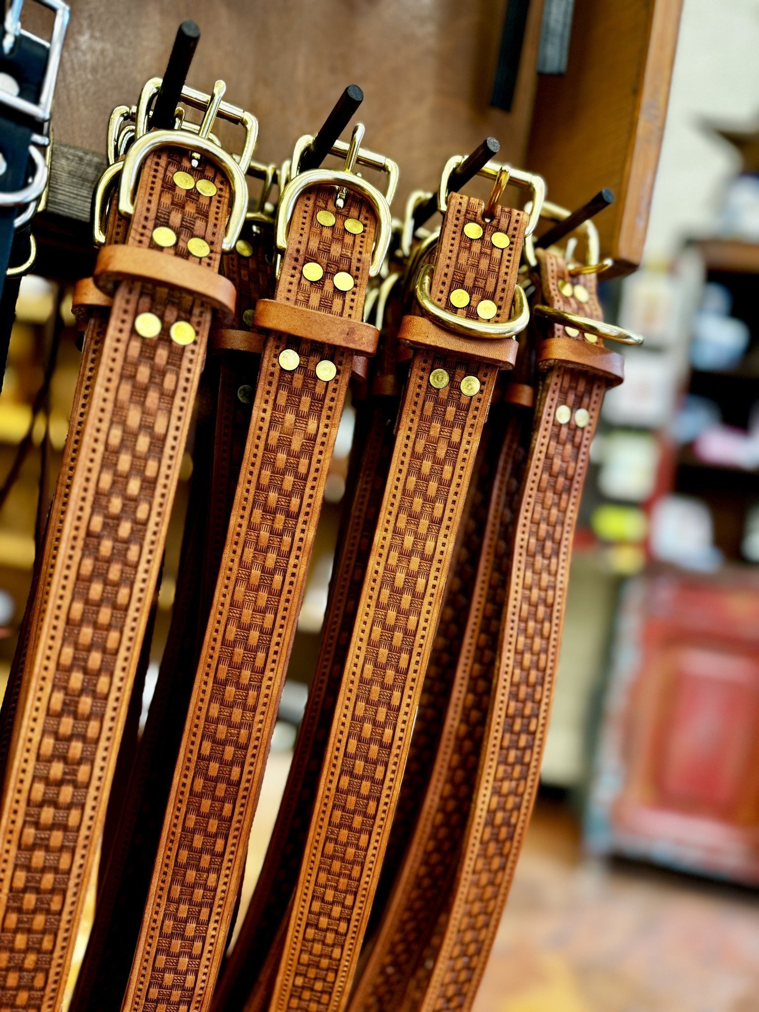 Leather 1 1/4" Basket Weave Dog Collar