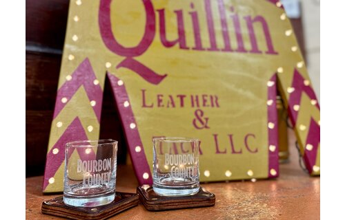 Etched Bourbon County Rocks Glass (pair)