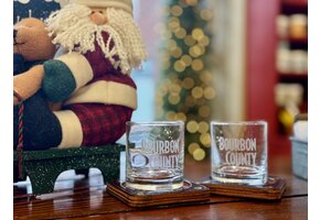 Etched Bourbon County Rocks Glass (pair)
