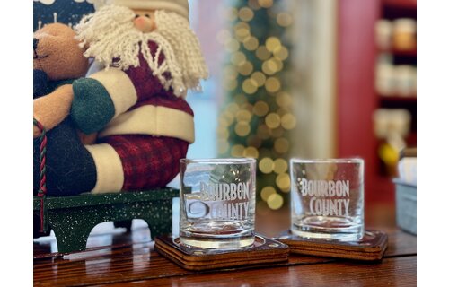 Etched Bourbon County Rocks Glass (pair)