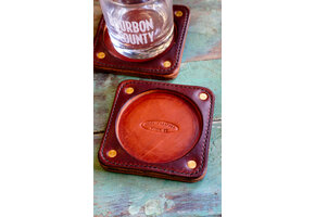 "1904" Leather Coaster Bourbon County - pair