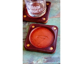 "1904" Leather Coaster Bourbon County - pair