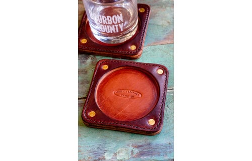 "1904" Leather Coaster Bourbon County - pair