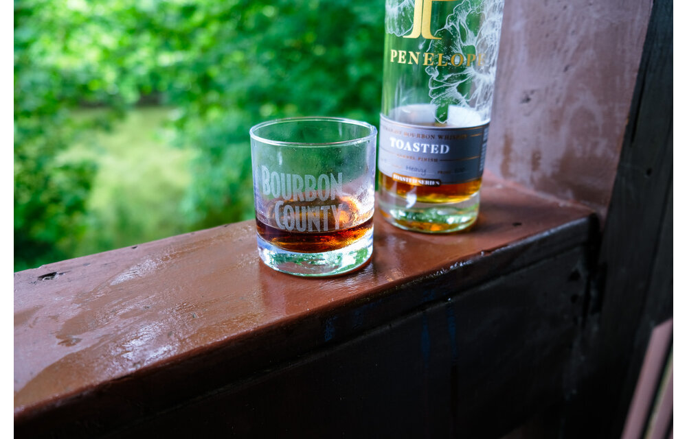 Etched Bourbon County Rocks Glass 12 oz.(pair)