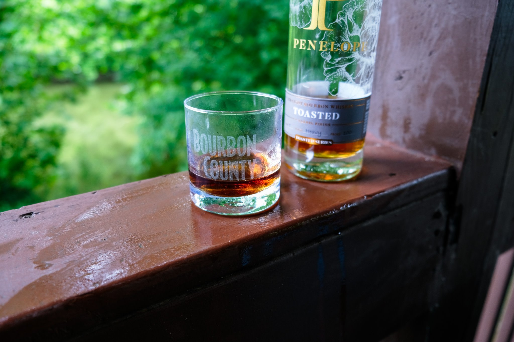 Etched Bourbon County Rocks Glass 12 oz.(pair)