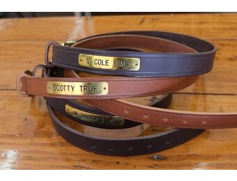 Creased Kentucky Leather Nameplate Belt 1 1/4"