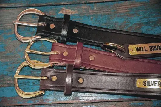 Creased Kentucky Leather Nameplate Belt 1 1/4