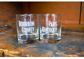 Etched Bourbon County Rocks Glass (pair)
