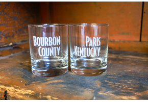 Etched Bourbon County Rocks Glass 12 oz.(pair)