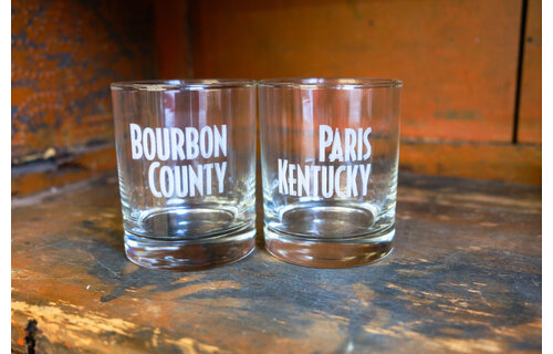 Etched Bourbon County Rocks Glass (pair)
