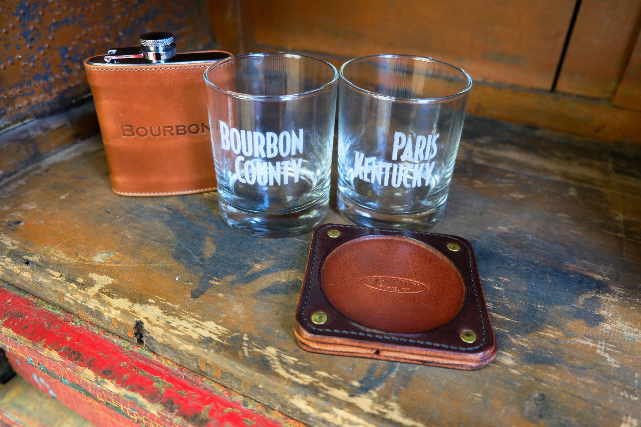 Etched Bourbon County Rocks Glass 12 oz.(pair)