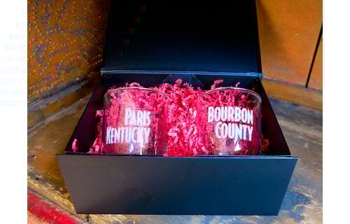 Etched Bourbon County Rocks Glass 12 oz.(pair)