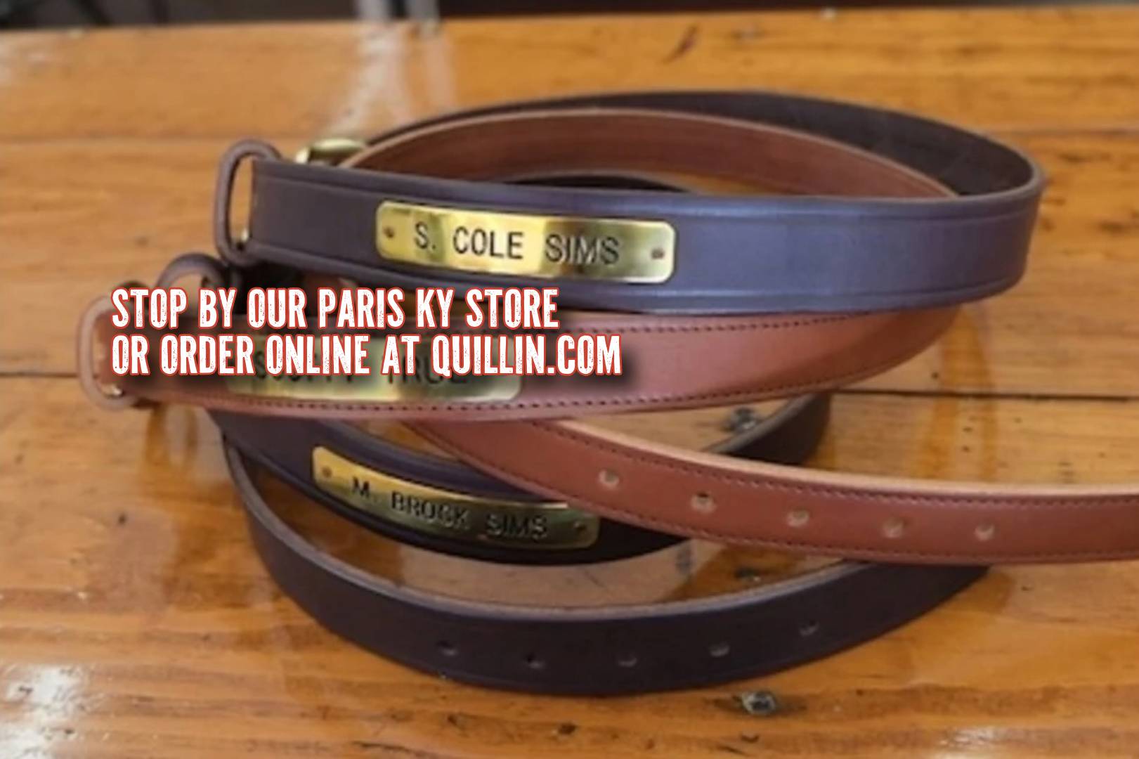 Creased Kentucky Leather Nameplate Belt 1 1/4