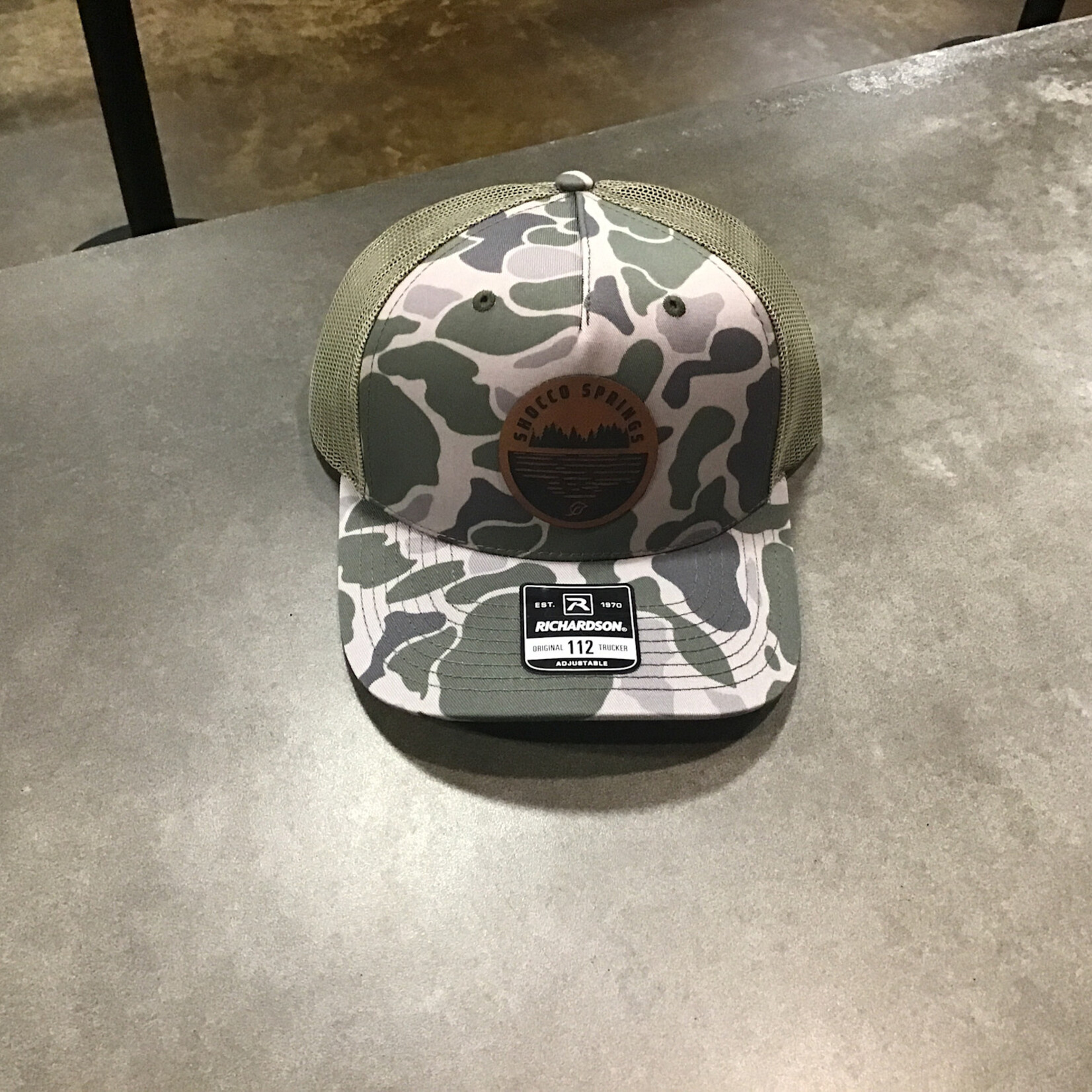 The Station Online Store Hat- Duck Camo with brown leather