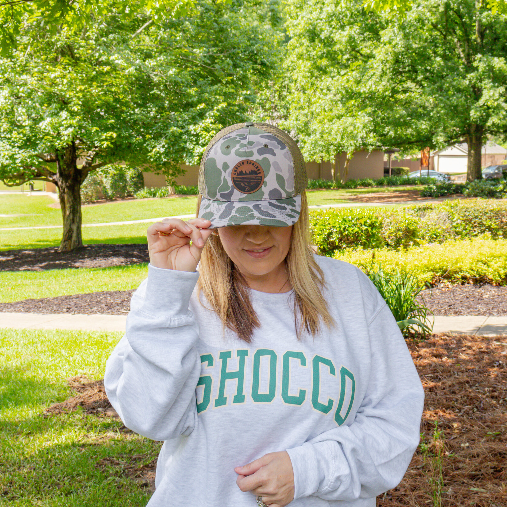 The Station Online Store Hat- Duck Camo with brown leather
