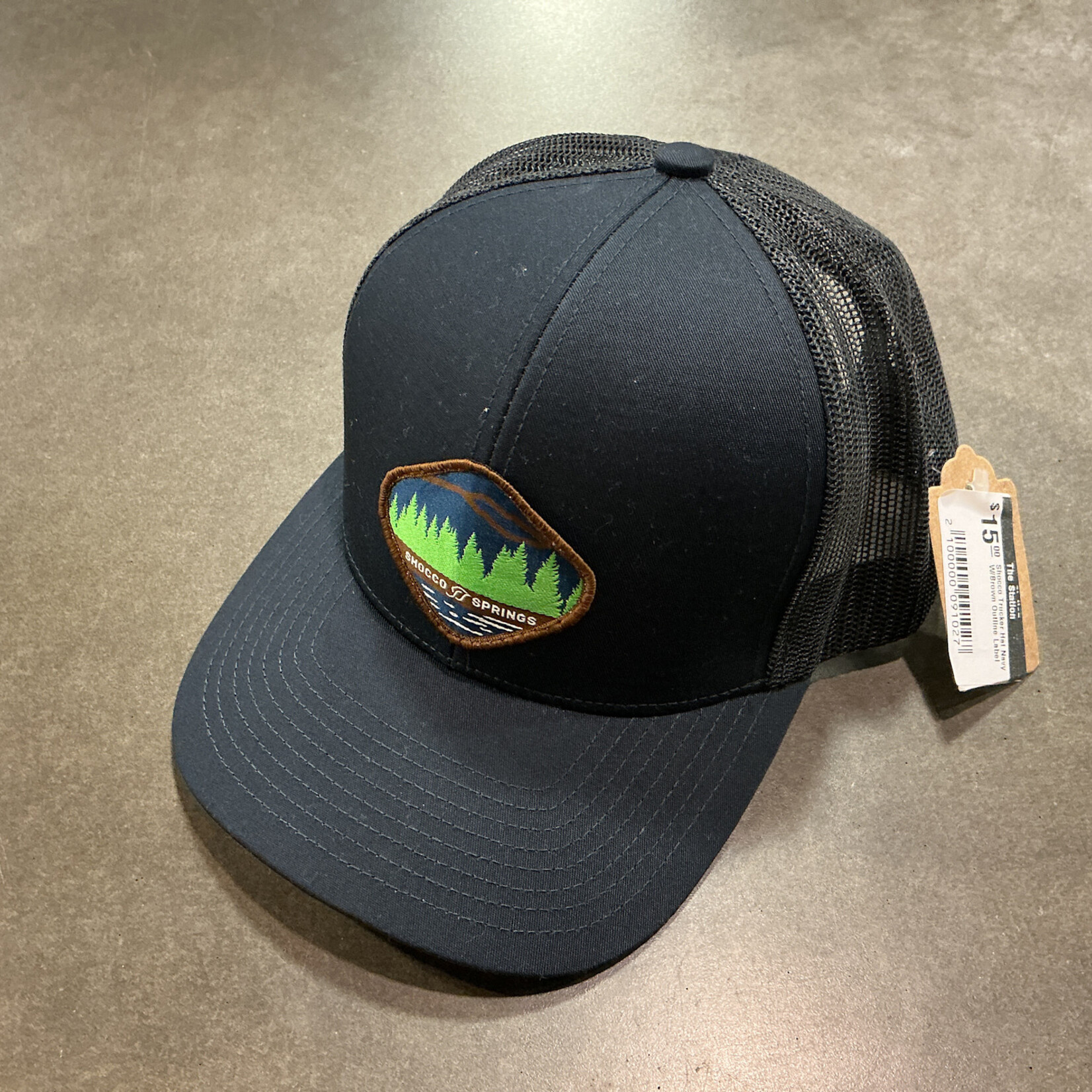 The Station Online Store Hat - Shocco Trucker Hat Navy W/Brown Outline Label