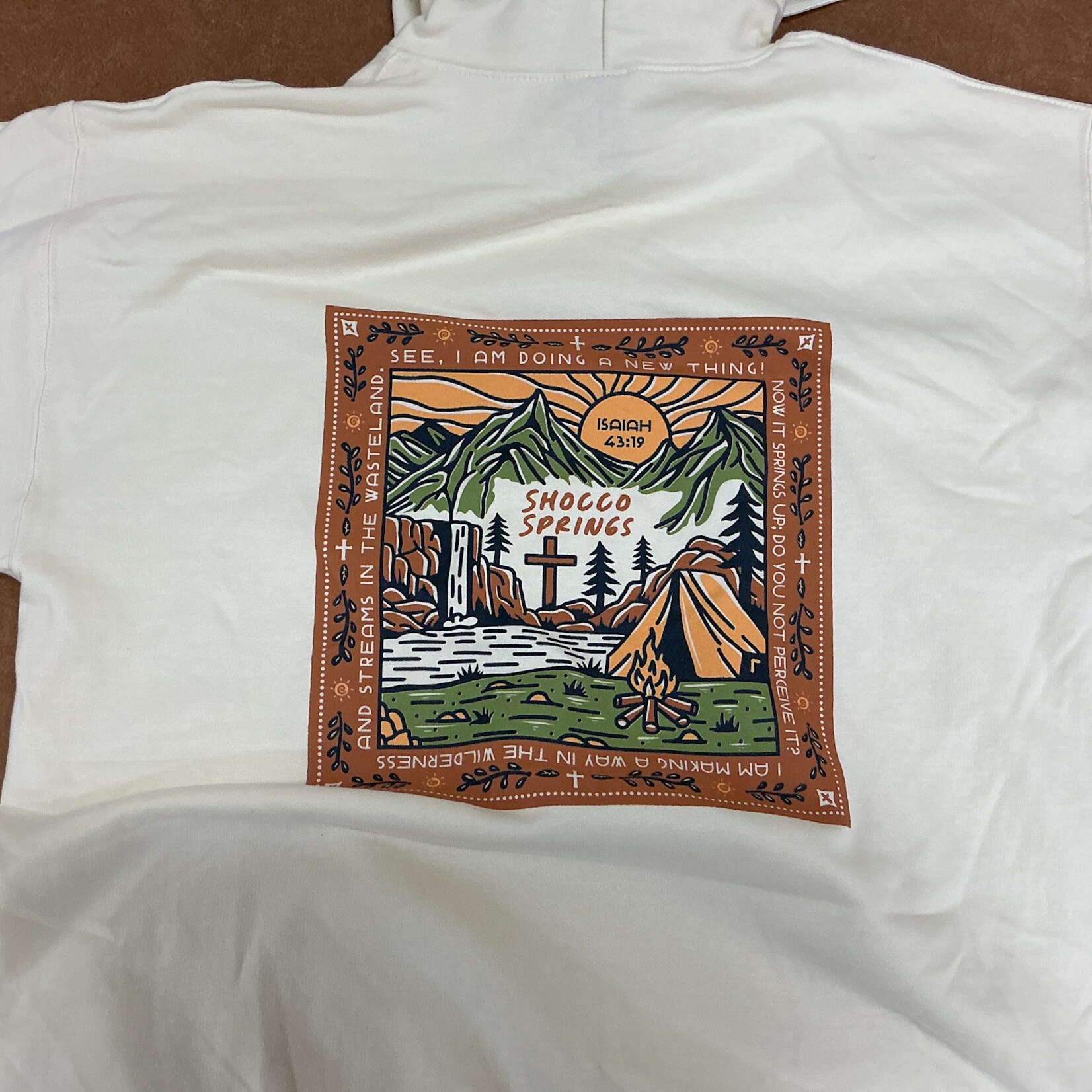 The Station Online Store Hoodie - Cream River Scene w/ Isaiah 43:19