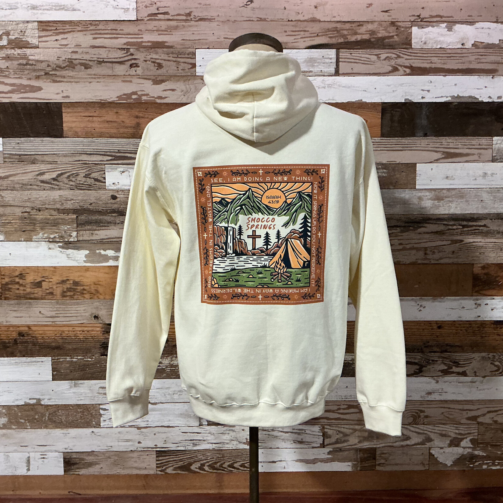 The Station Online Store Hoodie - Cream River Scene w/ Isaiah 43:19