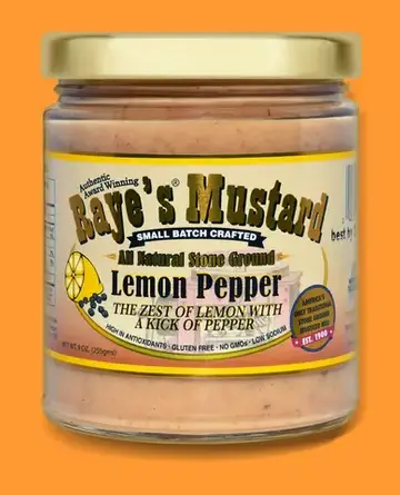 Mustard: Lemon Pepper, 9oz, Raye's