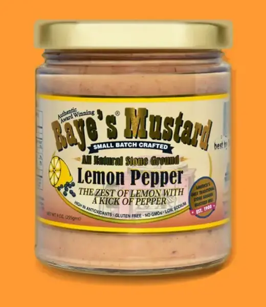 Mustard: Lemon Pepper, 9oz, Raye's