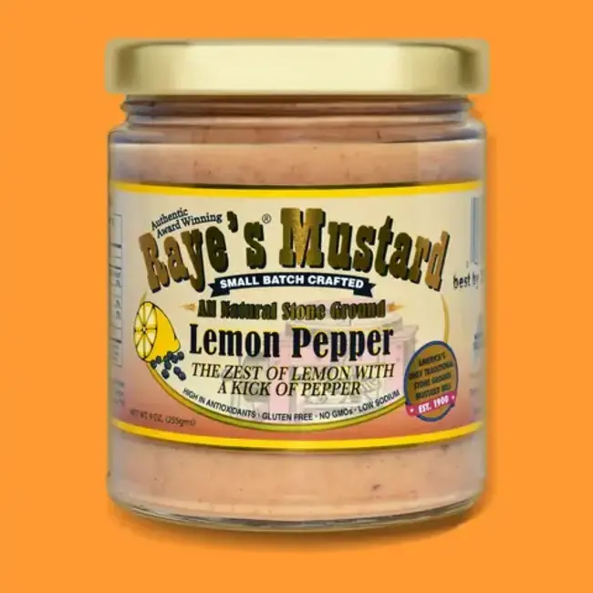 Mustard: Lemon Pepper, 9oz, Raye's