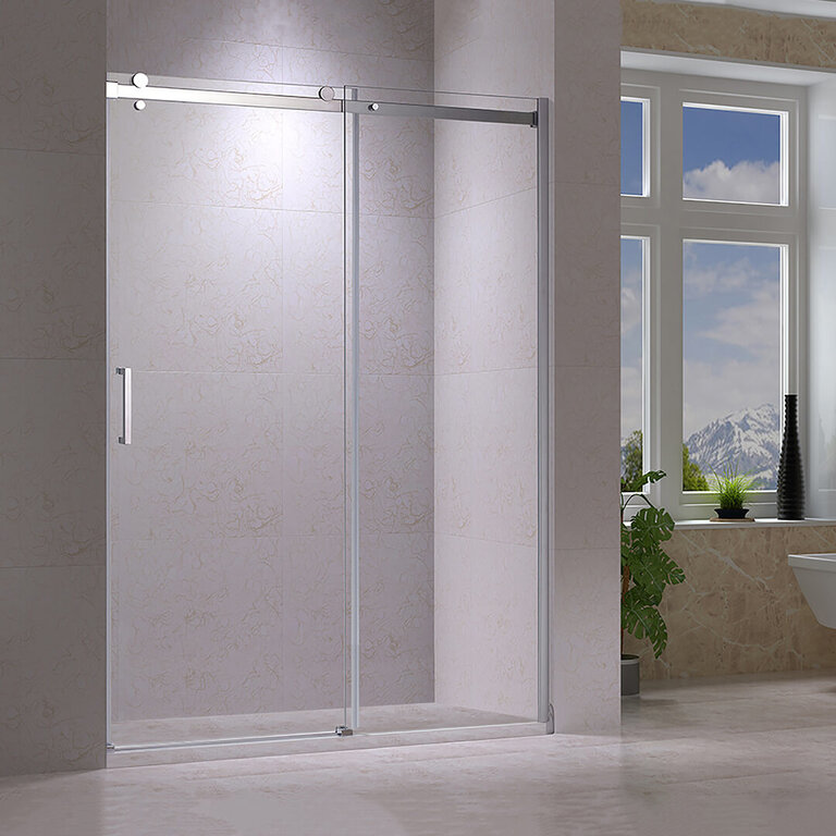 48 '' chrome reversible shower door Quartz Jade series