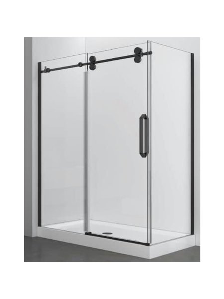 Ensemble de douche à vapeur blanche 36 x 60 x 85,25 po Paro de Maax, porte  noire, siège à droite