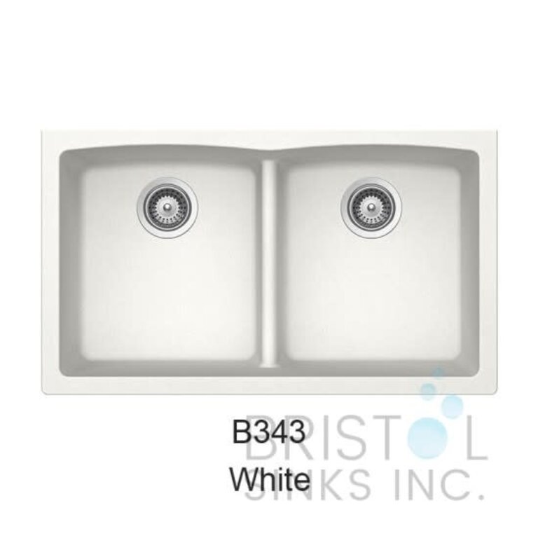 Sink en granite Double Division basse Sous Plan 33''x 18'' Bristol