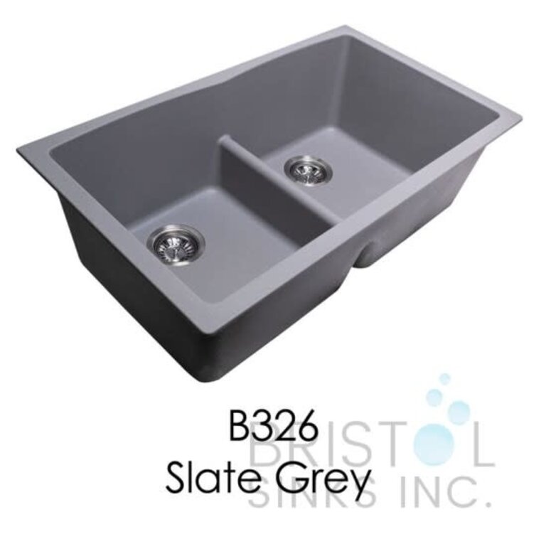 Sink en granite Double Division basse Sous Plan 33''x 18'' Bristol