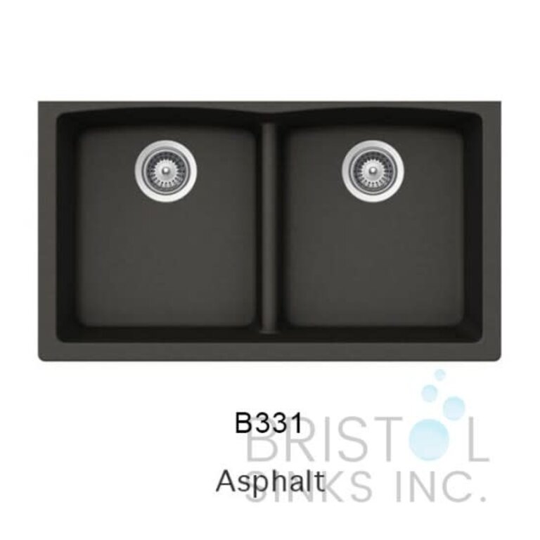 Sink en granite Double Division basse Sous Plan 33''x 18'' Bristol
