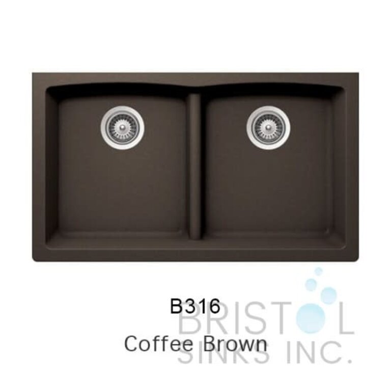 Sink en granite Double Division basse Sous Plan 33''x 18'' Bristol
