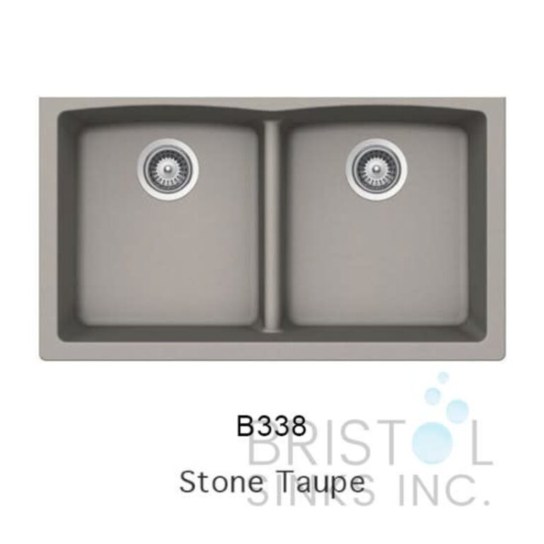 Sink en granite Double Division basse Sous Plan 33''x 18'' Bristol