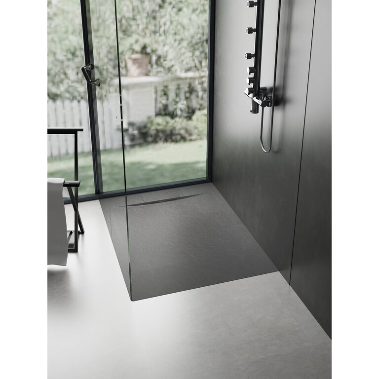 Luhö Base de douche installation universelle série Ardesia Noir