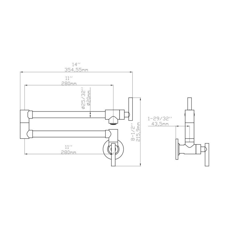 Robinet de cuisine Pot Filler Noir mat Collection Mercada