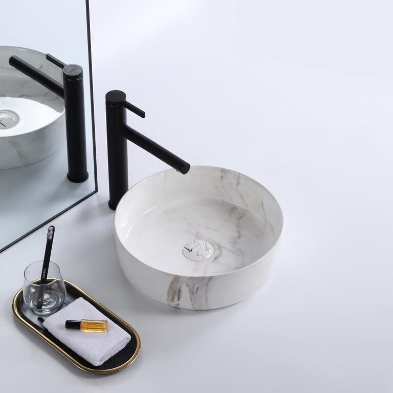Vessel Sink en Porcelain Tile Calacatta 0817