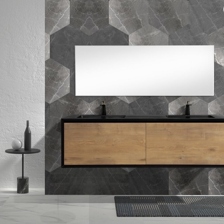 Vanité Suspendue Bois et Noir série Noah - Ossöm Salle De Bain Et Cuisine