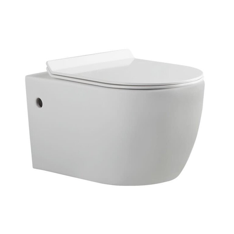 Toilette suspendue double chasse Blanche avec plaque de contrôle Noir Vekto