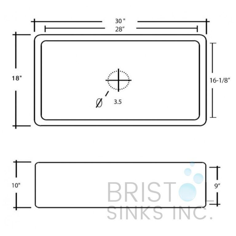 Kitchen Sink Single à tablier White lustré 30''x18'' Bristol BF-100
