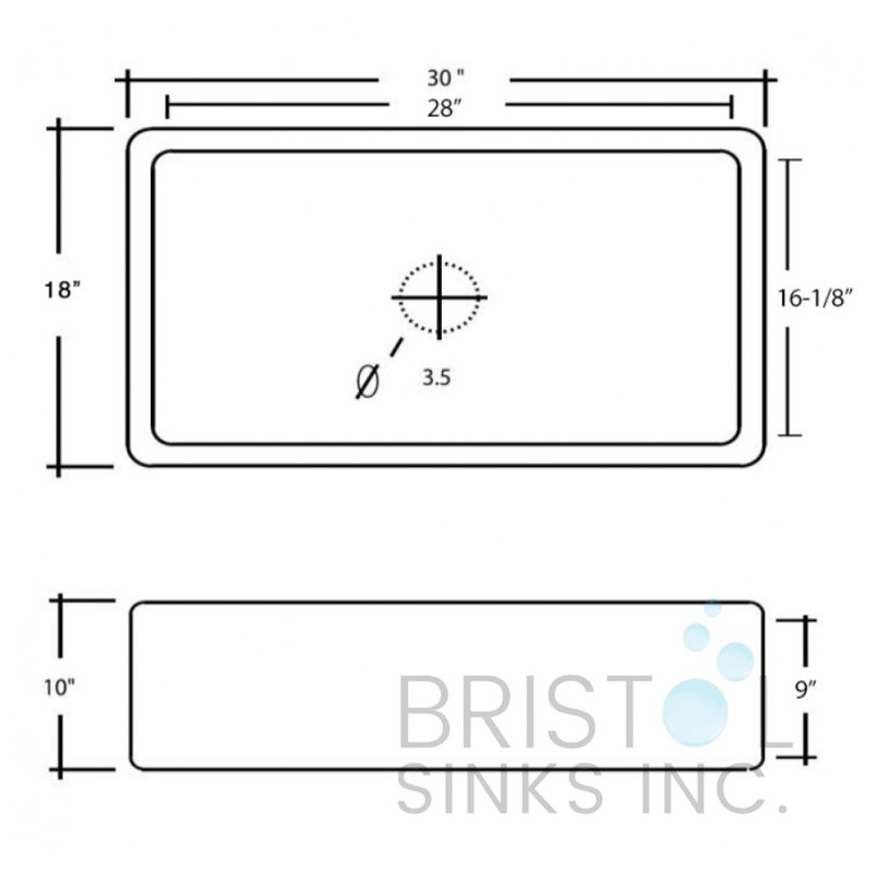 Évier de cuisine à tablier Blanc lustré 30''x18'' Bristol BF-100