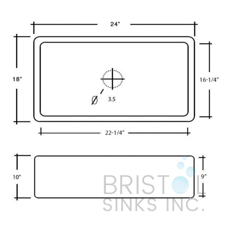 Kitchen Sink Single à tablier White lustré 24''x18'' Bristol BF-102
