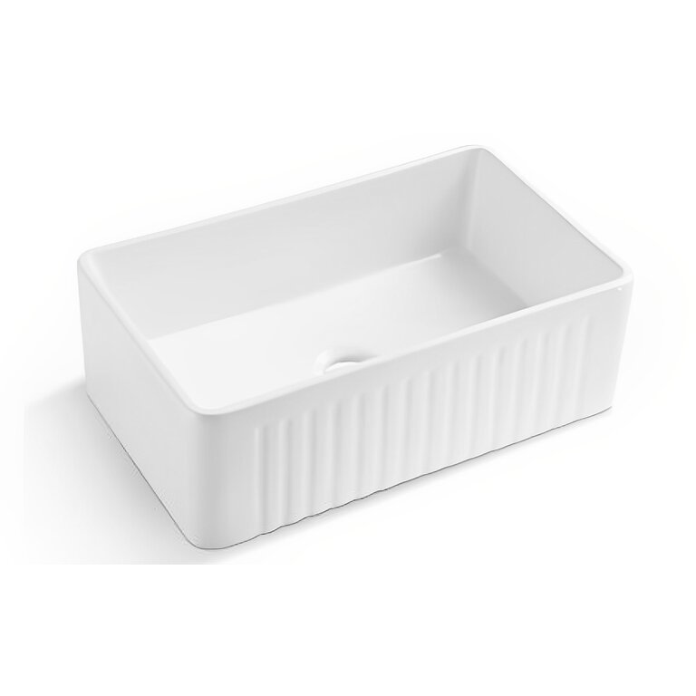 Odass Évier de cuisine simple à tablier Blanc lustré Série Lirica 30''x18'' Odass