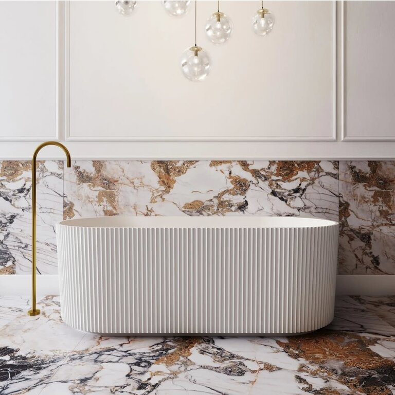 Marbella 67'' V-Groove Wall Freestanding Bath