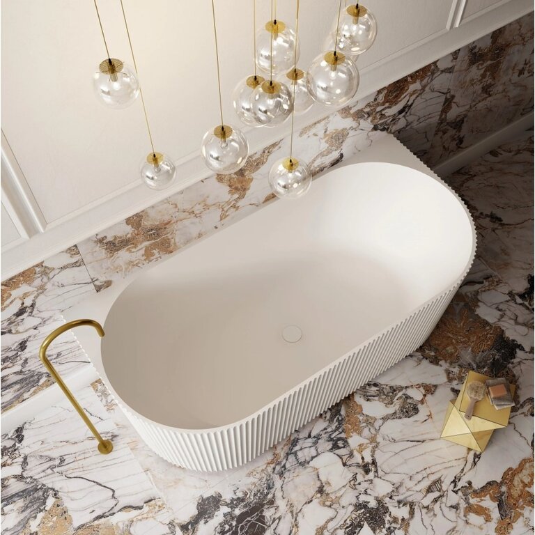 Marbella 67'' V-Groove Wall Freestanding Bath