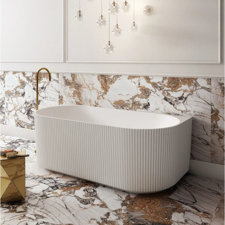 Marbella 67'' V-Groove Wall Freestanding Bath