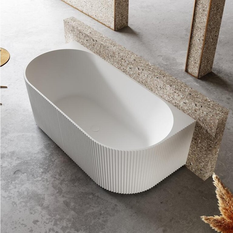 Marbella 59'' V-Groove Wall Freestanding Bath