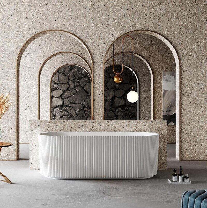 Marbella 67'' V-Groove Wall Freestanding Bath