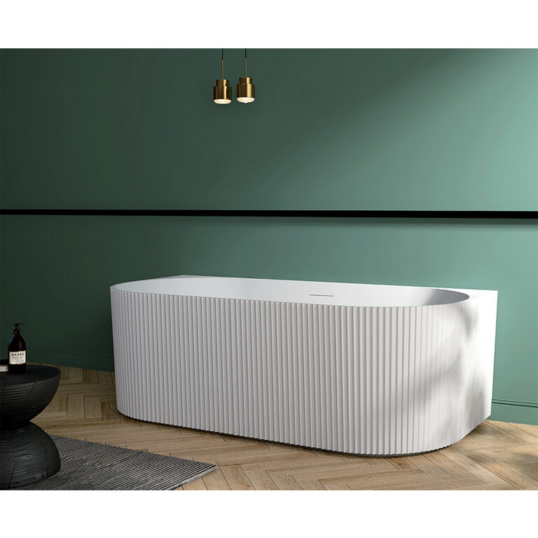 Marbella 59'' V-Groove Wall Freestanding Bath