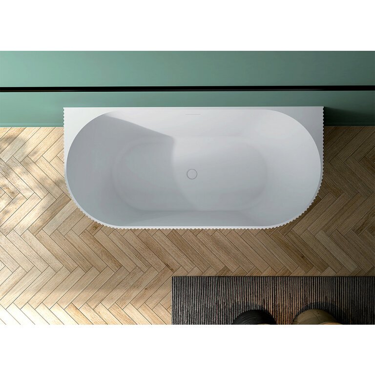 Marbella 59'' V-Groove Wall Freestanding Bath
